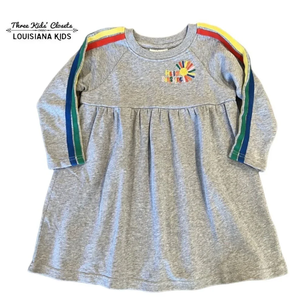 Hanna Andersson Sz 100 (4) Hello Sunshine Rainbow Stripe Dress